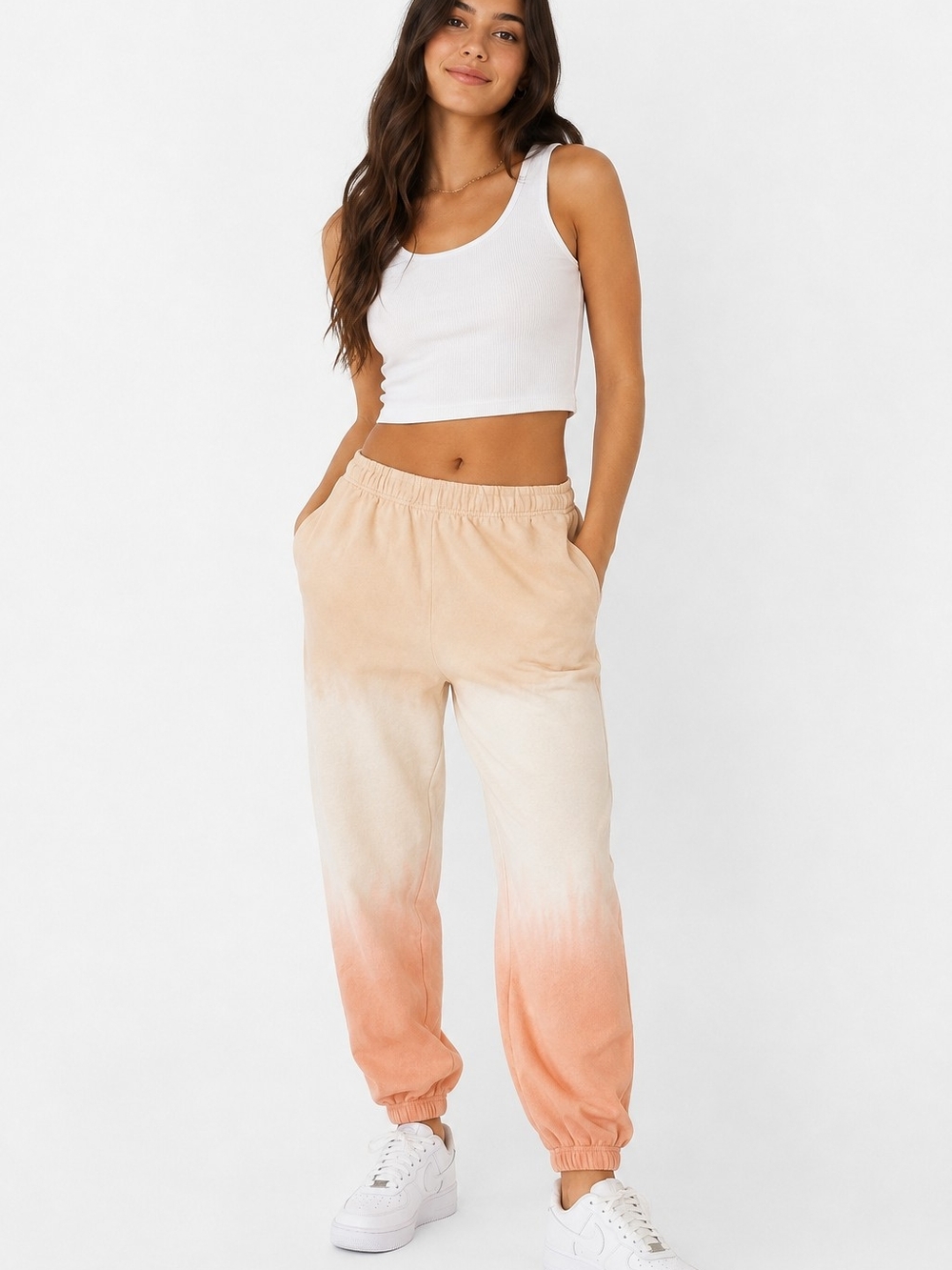 wild fable Peach-to-White Ombre Tie-Dye Jogger Pants